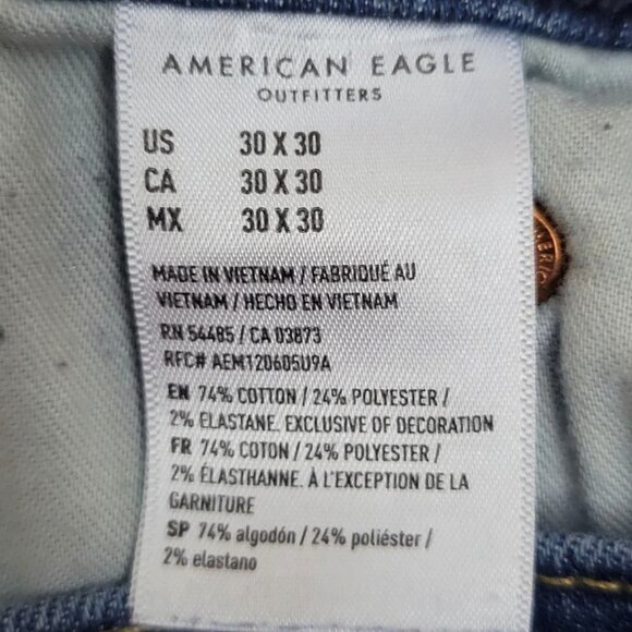American Eagle Men's Athletic Fit Airflex Size 30 Medium Wash Blue Denim Jeans - Picture 6 of 11